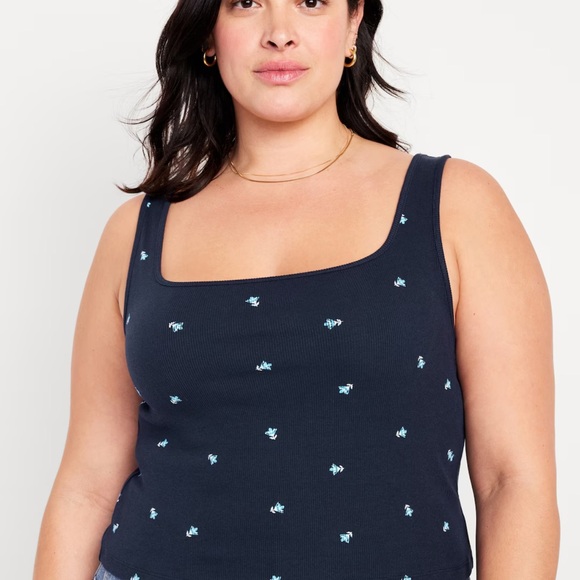 NWT OLD NAVY Ultra-Crop Rib-Knit Top Color: Navy Floral - Picture 7 of 10